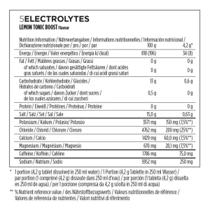 PowerBar Tubo 5 Electrolitos Limón Tonic Cafeína 12 unidades